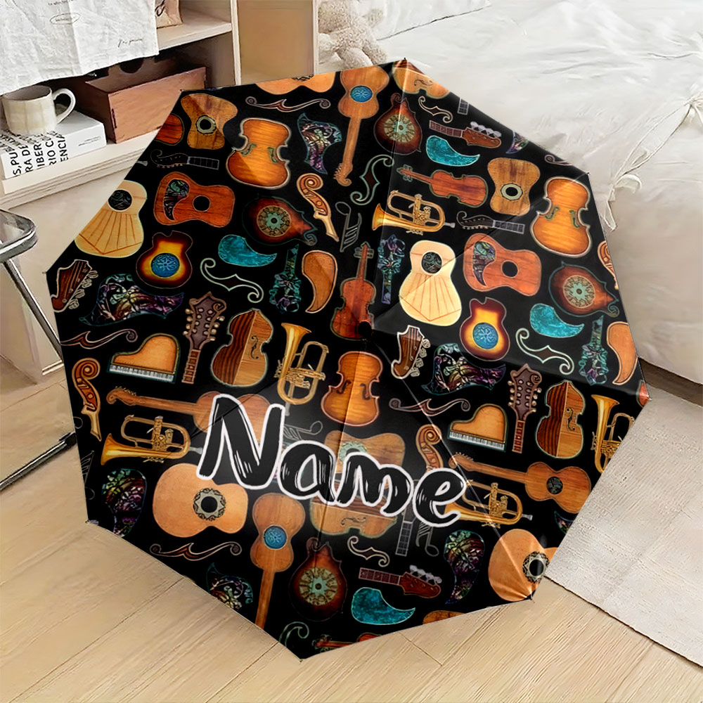 Musical Instrument With Name - Custom Name Umbrella, Musical Instrument Pattern