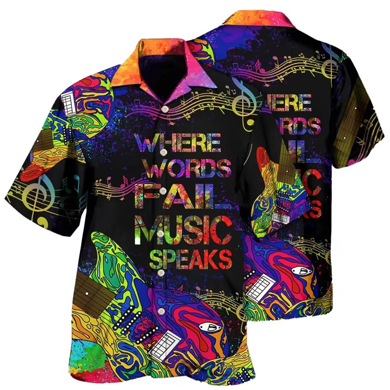 Musical Instrument Hawaiian - Guitar Music Graphic Hawaiian Shirt for