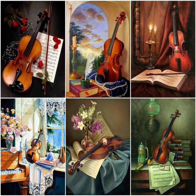 Musical Instrument In Drawing - Paint By Numbers Violin Drawing On