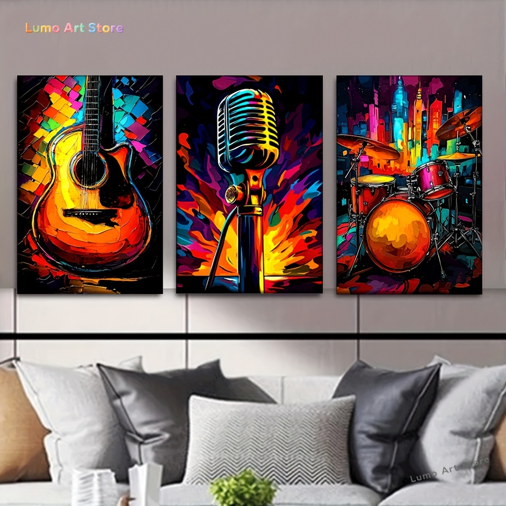 2D 3pcs/Set, Canvas Painting-- - Musical Instrument In Drawing recension och pris