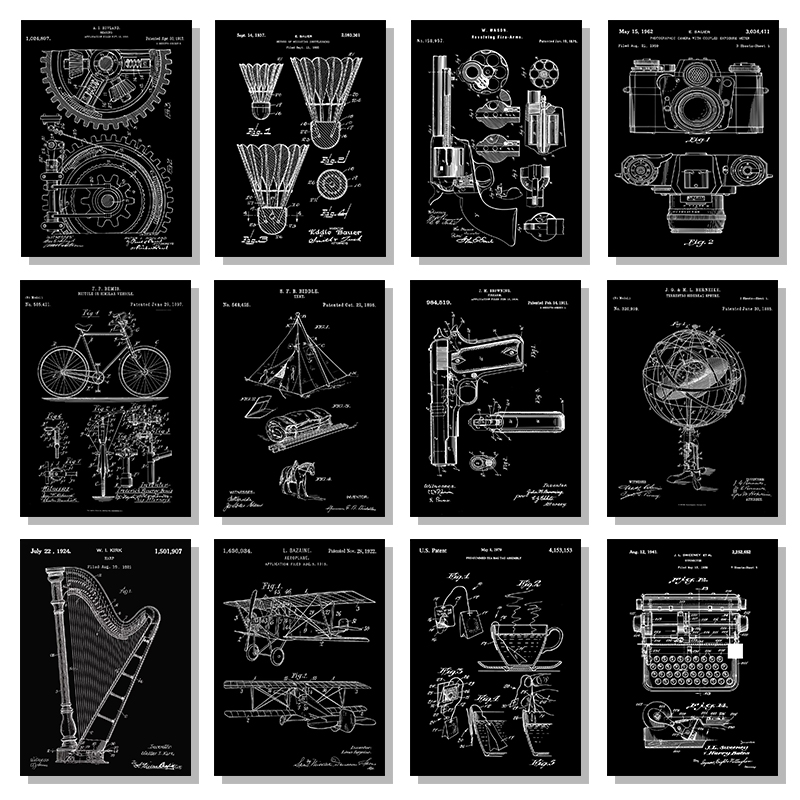 Patent Black And White poster  - Musical Instrument In Drawing recension och pris