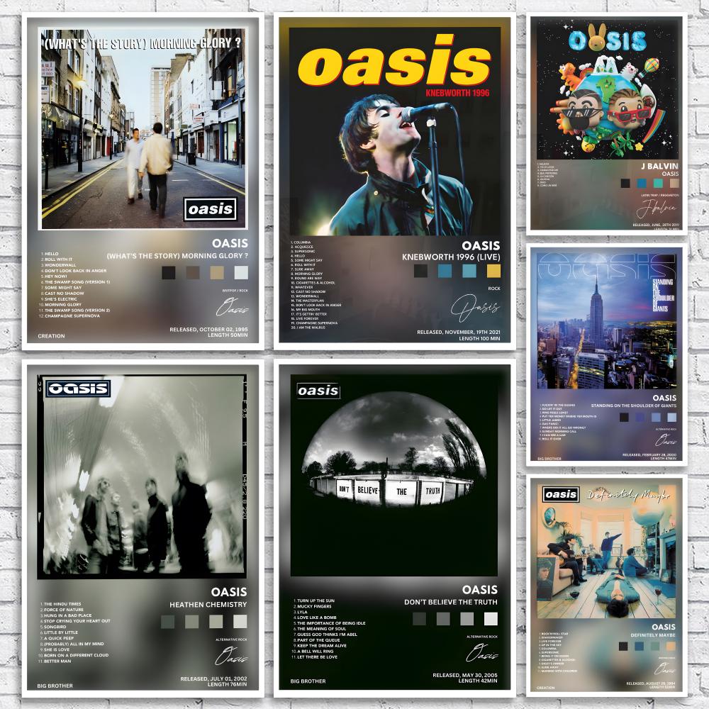 Classic Rock Band O-Oasis albu - Musical Instrument Poster recension och pris