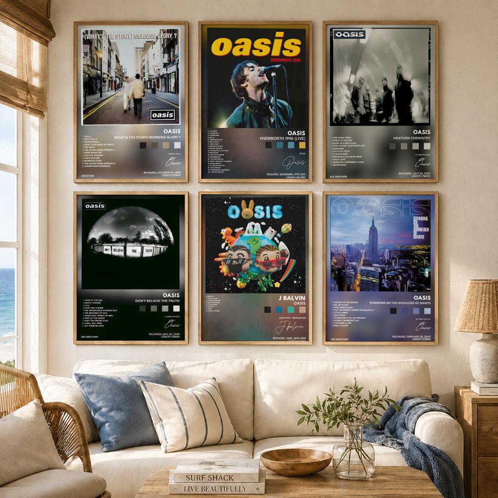 Classic Rock Band O-Oasis albu - Musical Instrument Poster recension och pris
