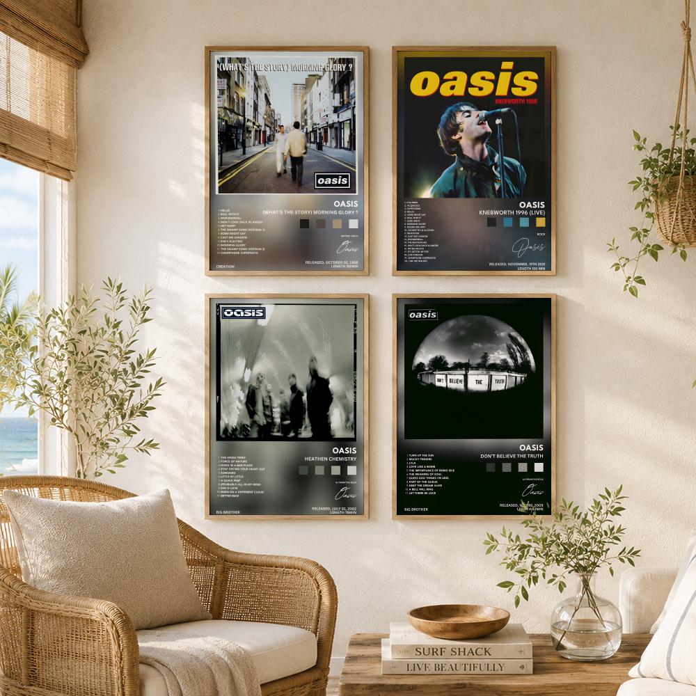 Classic Rock Band O-Oasis albu - Musical Instrument Poster recension och pris