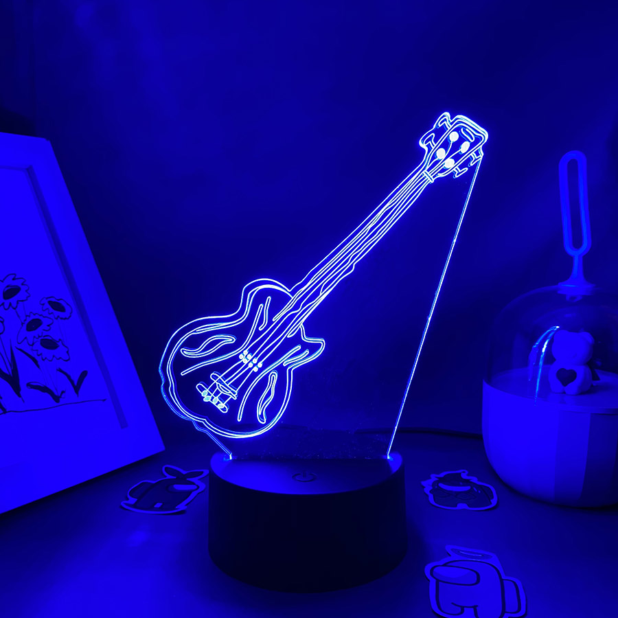 Guitar 3D Illusion LED Night L - Musical Instrument No Touch recension och pris