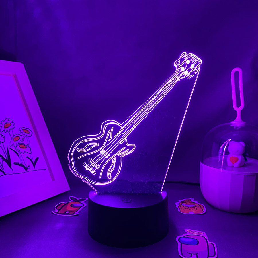 Guitar 3D Illusion LED Night L - Musical Instrument No Touch recension och pris