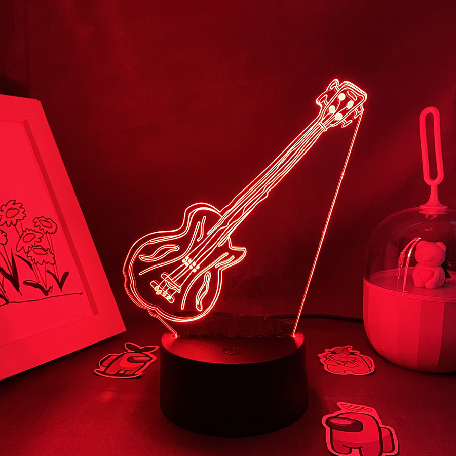 Guitar 3D Illusion LED Night L - Musical Instrument No Touch recension och pris
