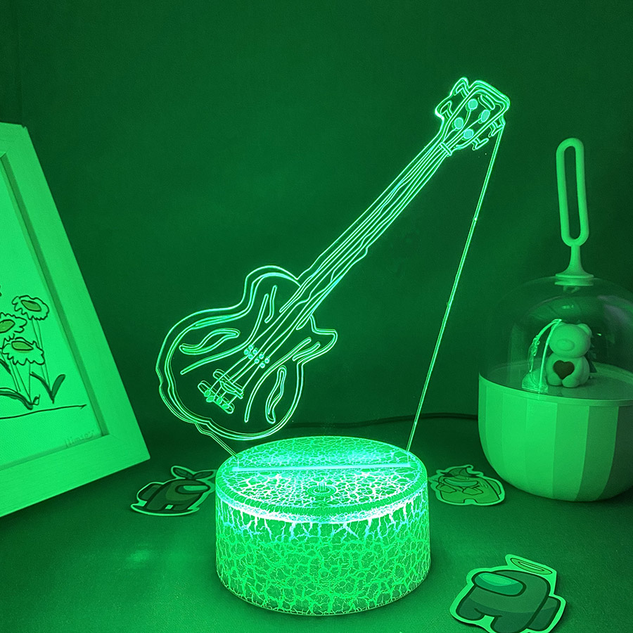 Guitar 3D Illusion LED Night L - Musical Instrument No Touch recension och pris