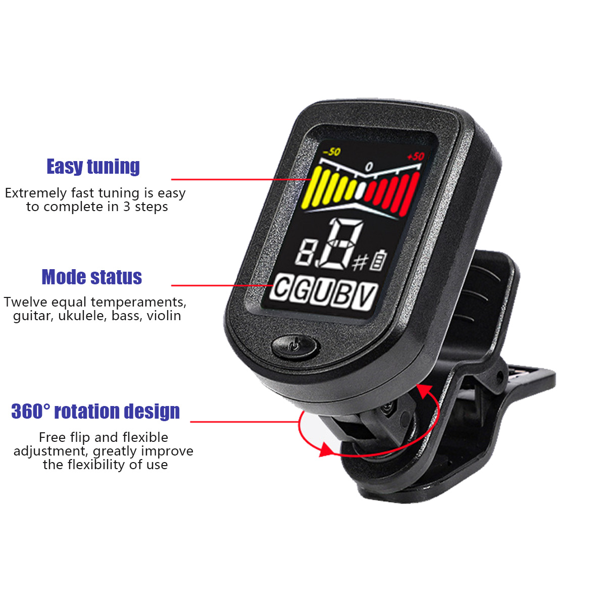 Clip-On Guitar Tuner with Regu - Musical Instrument Violin recension och pris