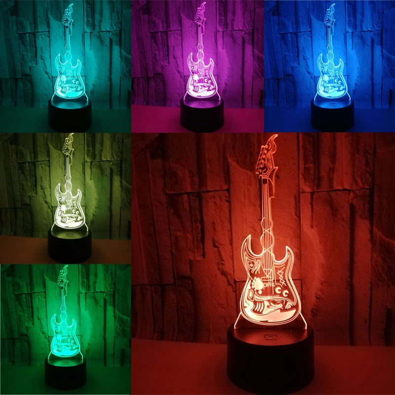 3D Illusion Night Light Led US - Musical Instrument No Touch recension och pris