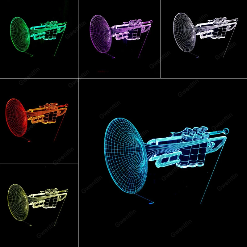 3D Illusion Night Light Led US - Musical Instrument No Touch recension och pris